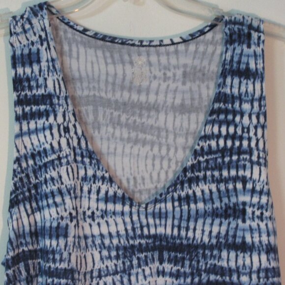 Gaiam Blue and White Tank Large Longer Tunic Style Sleeveless Super Soft - Picture 2 of 5
